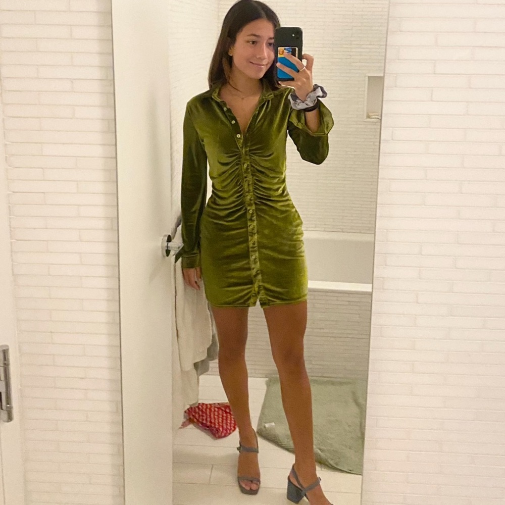 Green velvet dress
